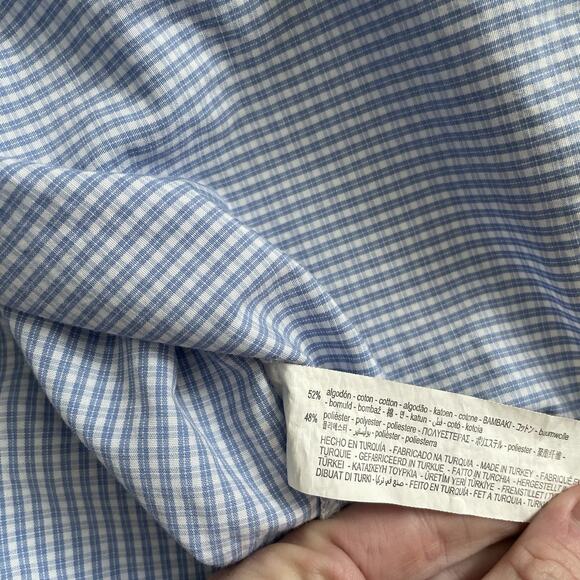 Zara Peter Pan Collar Blue White Checked Rhinestone Buttons Size Small EUC - Picture 8 of 9